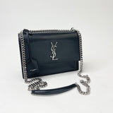 SAINT LAURENT MEDIUM SUNSET IN BLK SMOOTH LEA & SHW