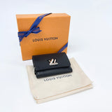 LOUIS VUITTON TWIST COMPACT WALLET IN BLK EPI LEA & SHW