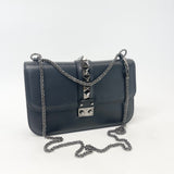 VALENTINO ROCKSTUD GLAM LOCK NOIR FLAP CHAIN CROSSBODY BAG