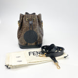 FENDI ZUCCA COATED CANVAS MON TRESOR BUCKET CROSSBODY