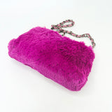 CHANEL FUCHSIA RABBIT FUR CLUTCH ON STRAP