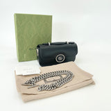 GUCCI PETITE GG MINI TOP HANDLE FLAP IN BLK SMOOTH LEA & SHW