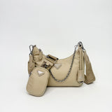 PRADA RE EDITION 2005 CROSSBODY IN DESSERT BEIGE NYLON & SHW