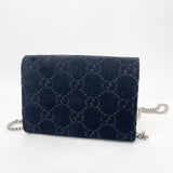 GUCCI DIONYSUS BLK VELVET & CRYSTAL CHAIN WALLET/ CROSSBODY