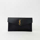 SAINT LAURENT UPTOWN POUCH IN BLK GRAIN DE POUDRE LEA