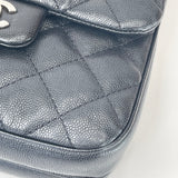CHANEL SQUARE FLAP BAG IN BLK CAVIAR LEA & SHW