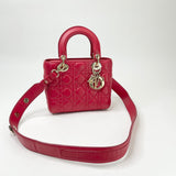 CHRISTIAN DIOR MY ABCDIOR LADY DIOR SMALL IN RED LMSKN LEA & LIGHT GHW W STRAP