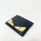 FENDI VITELLO LIBERTY LUCIDO GOLD METAL MONSTER EYES BLK CARD HOLDER