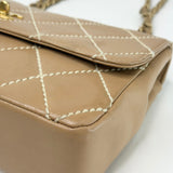 CHANEL WILD STITCH FLAP BAG IN BEIGE CALFSKIN LEA & BRUSHED GHW