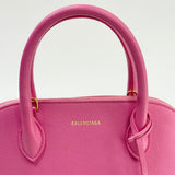 BALENCIAGA VILLE SM TOP HANDLE PINK COATED CANVAS TOTE