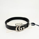 GUCCI MARMONT BLK LEA WIDE BELT