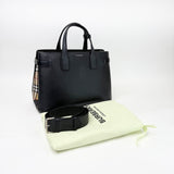 BURBERRY MEDIUM BANNER TOTE IN BLK PEBBLED LEA
