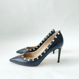VALENTINO ROCKSTUD BLK PEBBLED LEA PUMPS W GHW sz 39.5
