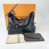 LOUIS VUITTON CARRYALL VIBE MM IN BLK LMSKIN LEA & SHW + POUCH