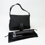 FENDI BLK ZUCCHINO MAMA BAGUETTE FLAP SHOULDER BAG - BLuxe Boutique