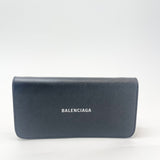 BALENCIAGA EVERYDAY CONTINENTAL BLK LEA WALLET ON CHAIN/ CROSSBODY