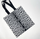 SAINT LAURENT RIVE DROITE BLK/ GREY CABVAS LEOPARD PRINT TOTE