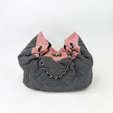 CHANEL COCO CABAS DRAWSTRING QUILTED DENIM HOBO TOTE