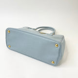 PRADA DOUBLE ZIP GALLERIA TOTE IN LT BLUE SAFFIANO LEA & GHW