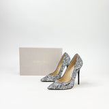 JIMMY CHOO ANOUK SILVER & PINK GLITTER PUMPS sz 36.5