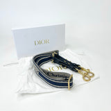 CHRISTIAN DIOR BLUE EMBROIDERED ADJUSTABLE STRAP W RING