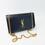 SAINT LAURENT KATE IN BLK GRAIN DE POUDRE EMBOSSED LEA & GHW - BLuxe Boutique