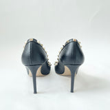 VALENTINO ROCKSTUD BLK PEBBLED LEA PUMPS W GHW sz 39.5