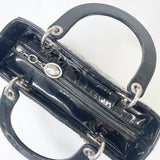 CHRISTIAN DIOR LADY DIOR MEDIUM IN BLK PAT & SHW W STRAP