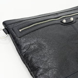 BALENCIAGA LE CITY LARGE CLUTCH IN BLK ARENA LMBSKIN LEA & SHW