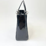 CHRISTIAN DIOR LADY DIOR LARGE IN BLK PAT LEA & SHW