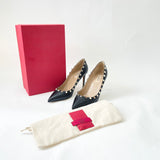VALENTINO ROCKSTUD BLK PEBBLED LEA PUMPS W GHW sz 39.5