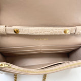 BALENCIAGA BEIGE CROC EMBOSSED LEA HOURGLASS WOC