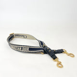 CHRISTIAN DIOR BLUE EMBROIDERED ADJUSTABLE STRAP W RING