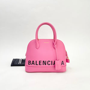 BALENCIAGA VILLE SM TOP HANDLE PINK COATED CANVAS TOTE