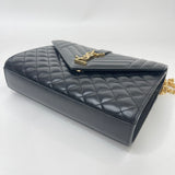SAINT LAURENT ENVELOPE IN BLK QUILTED MATELASSE LMSKN LEA & GHW