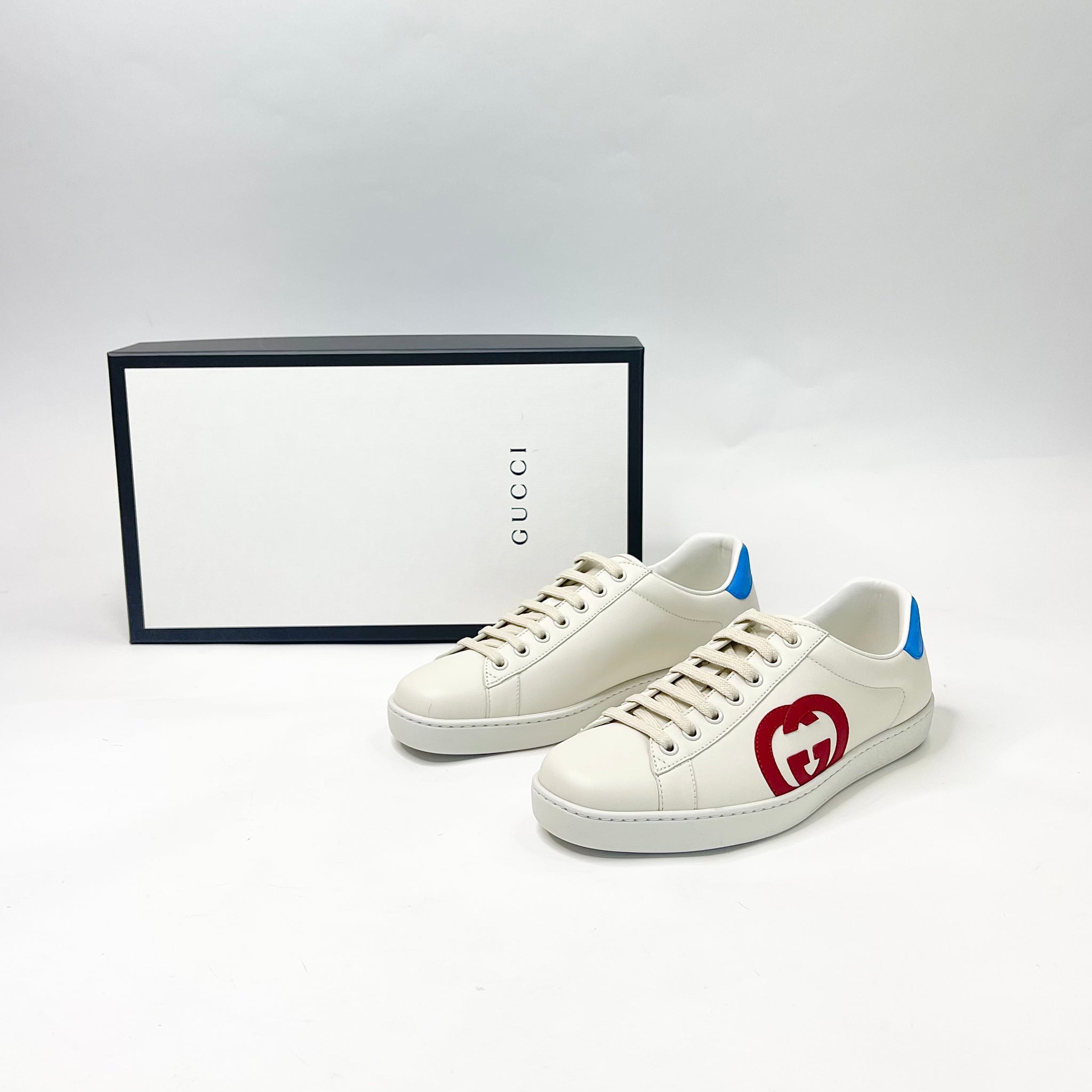 GUCCI ACE OFF WHITE RED SNEAKERS SZ 5.5 BLuxe Boutique