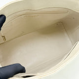 CHANEL MEDALLION TOTE IN CREAM CAVIAR QUILTED LEA & GHW