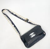 CHANEL VINTAGE CC BLK QUILTED LEATHER FLAP MESSENGER CROSSBODY