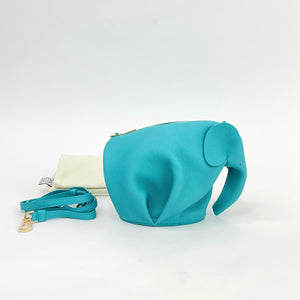 LOEWE ELEPHANT CROSSBODY IN TURQUOISE CALFSKIN LEATHER & GHW