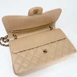 CHANEL 19S IRRIDESCENT BEIGE CAVIAR LEATHER WITH GHW CLASSIC JUMBO DOUBLE FLAP BAG - BLuxe Boutique