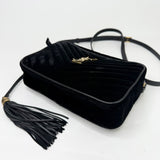 SAINT LAURENT LOU CAMERA CROSSBODY IN BLK VELVET & GHW - BLuxe Boutique