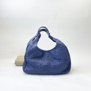 BOTTEGA VENETA BLUE NAPPA INTRECIATTO LEA CAMPANA HOBO BAG