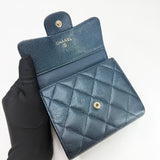 CHANEL CLASSIC FLAP WALLET IRIDESCENT NAVY CAVIAR LEA & GHW