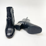 LOUIS VUITTON SILVER LIGHT BLK LEA BOOTS SZ 34.5