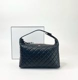 CHANEL HOBO LUNCH BOX TOTE IN BLK LMBSKN LEA & SHW