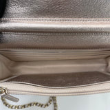 CHANEL CHAMPAGNE IRIDESCENT PERFORATED LEA CLASSIC WOC W GHW