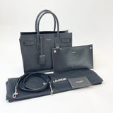 SAINT LAURENT BLK LEA & SHW BABY SAC DE JOUR 2 WAY TOTE