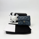 CHANEL CLASSIC FLAP WALLET IRIDESCENT NAVY CAVIAR LEA & GHW