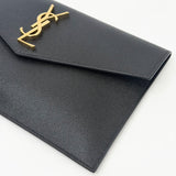 SAINT LAURENT UPTOWN POUCH IN BLK GRAIN DE POUDRE LEA