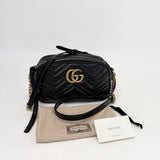 GUCCI MARMONT CAMERA BAG IN BLK LEA & GHW  - BLuxe Boutique